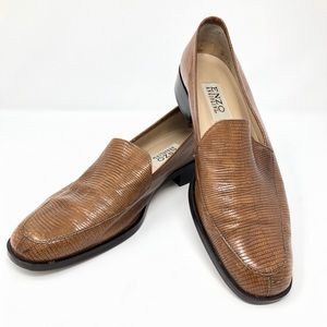 Brown “Lizard Skin” Flats. Sz 10. Enzo Angliolini